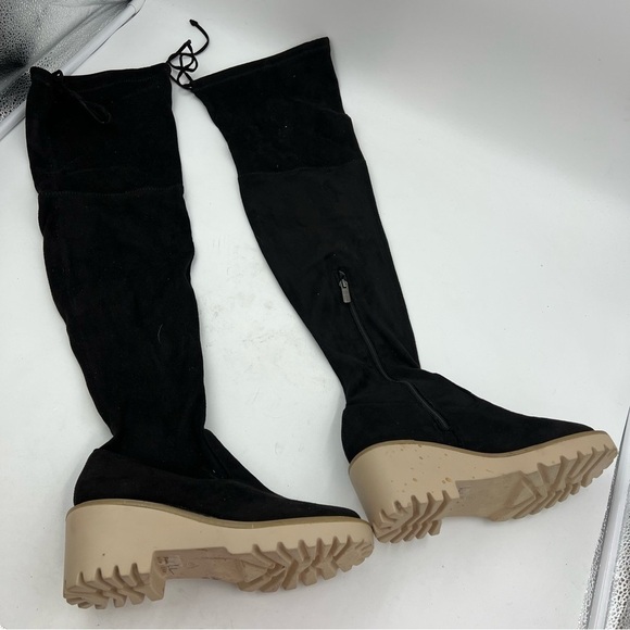 Nicole Miller Black Faux Suede Over the Knee Boots Size 6.5 - Picture 2 of 6